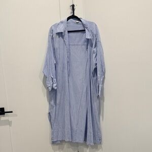 H&M Light Blue and White Striped Shirt